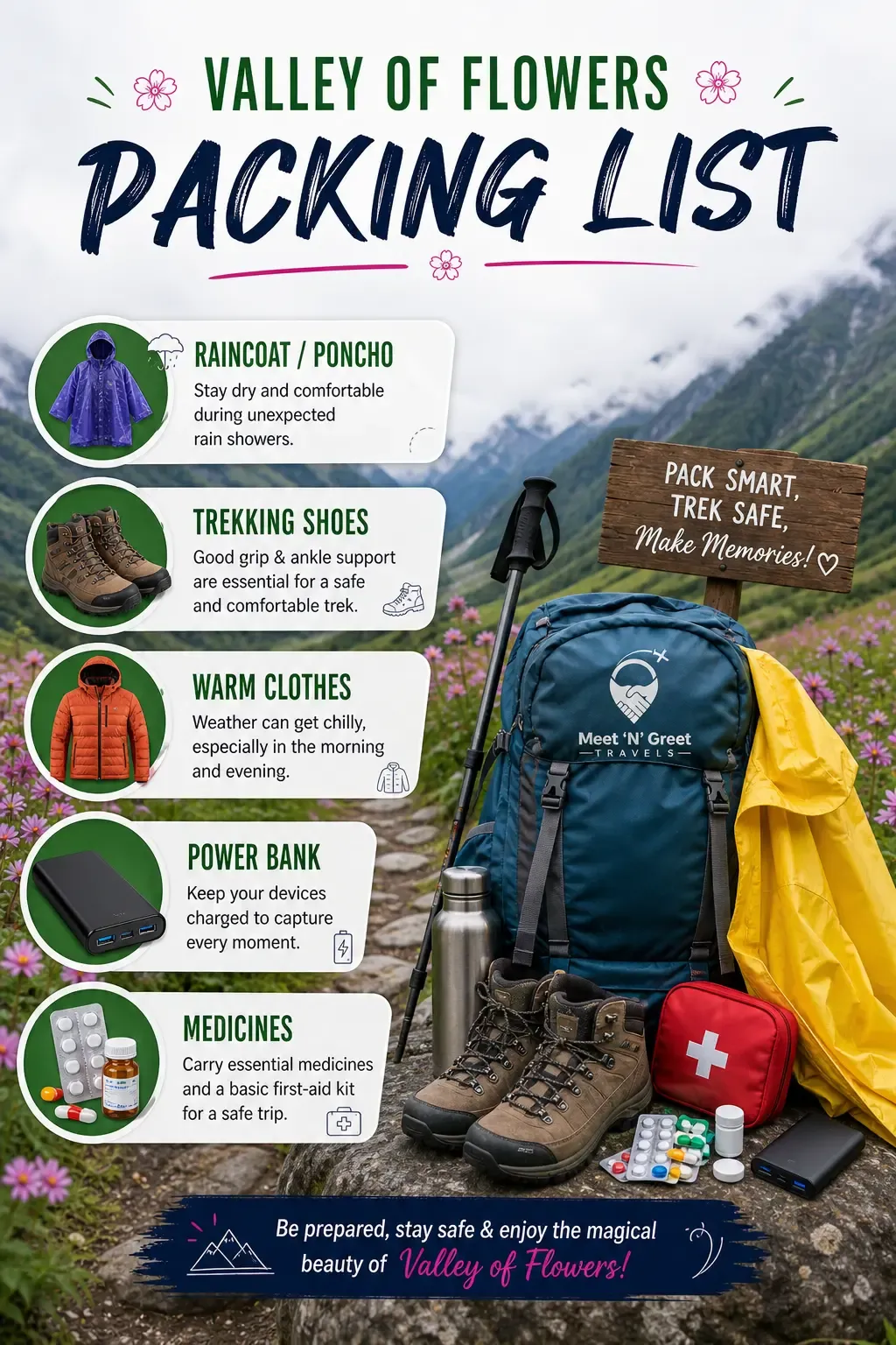 Essential packing guide for Valley of Flowers trek