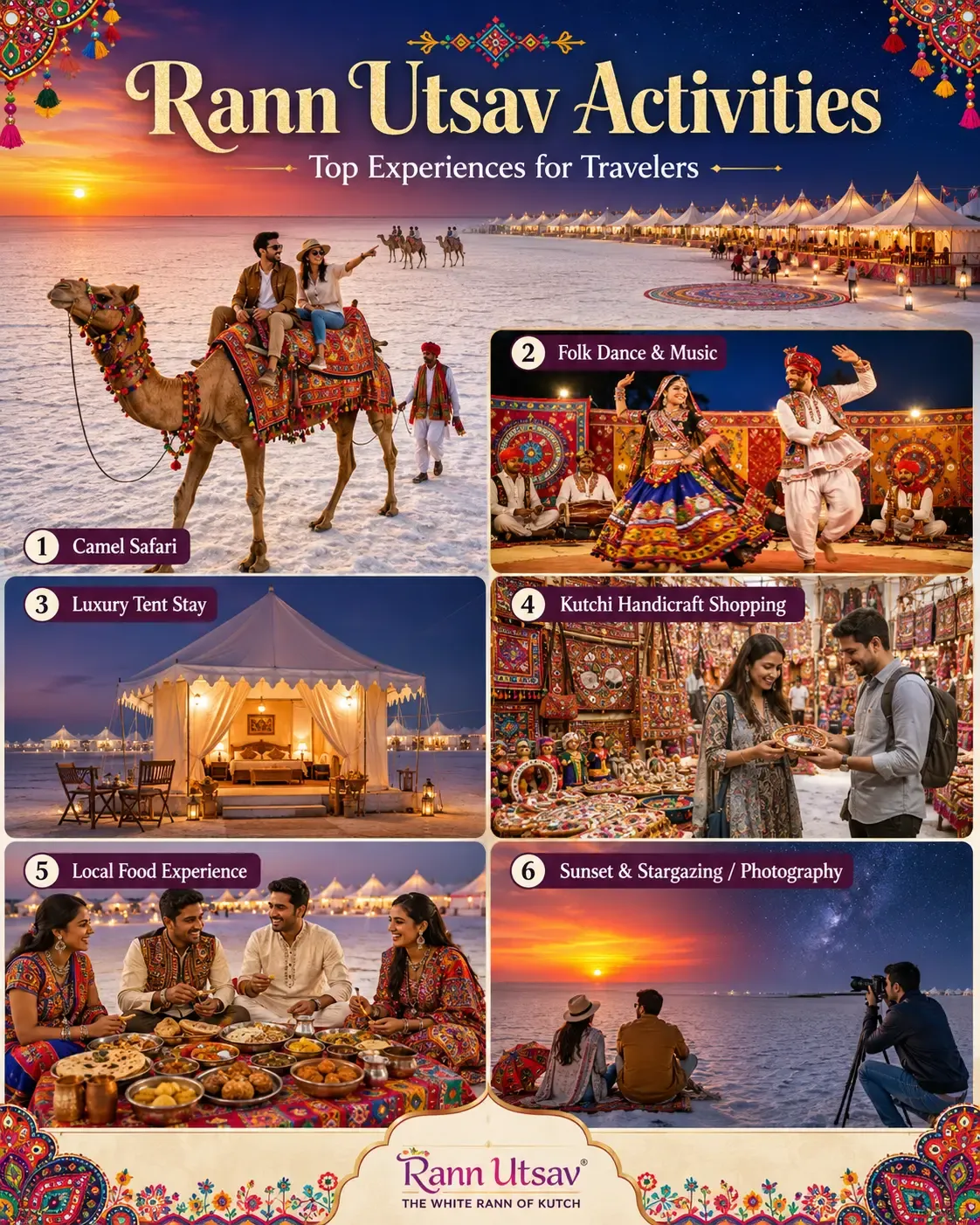 Visitors enjoying cultural performances and activities at Rann Utsav Tent City